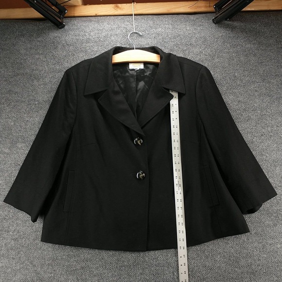 Talbots Women's Blazer Jacket Black Actual 52x25.5 Stretch Wool Blend 2-Button - Picture 12 of 14
